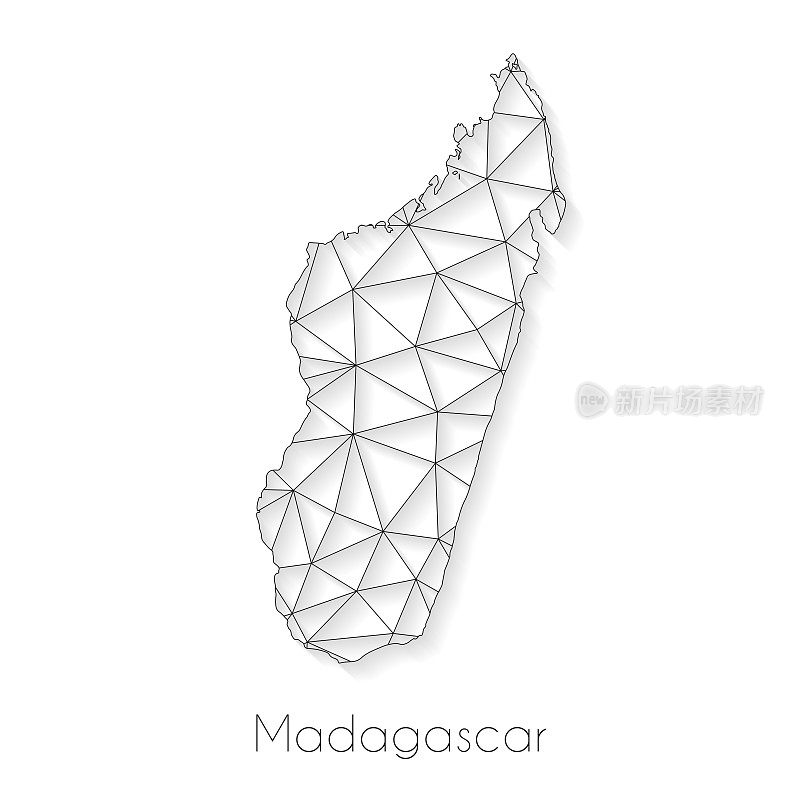 马达加斯加地图连接-网络网格在白色背景