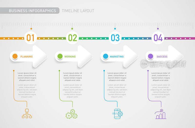 信息图表时间线模板，商业计划