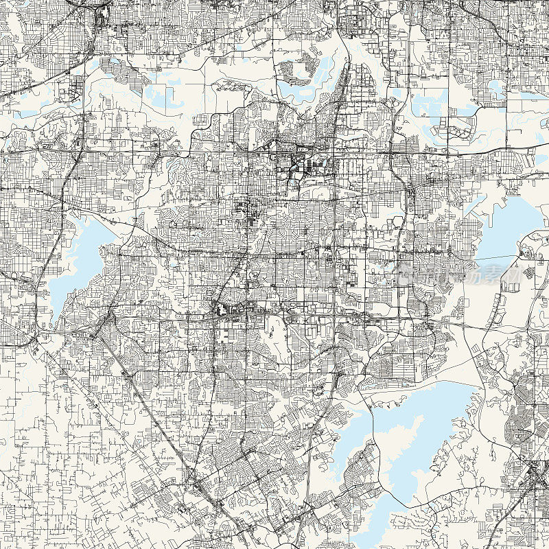 阿灵顿，德克萨斯美国矢量地图