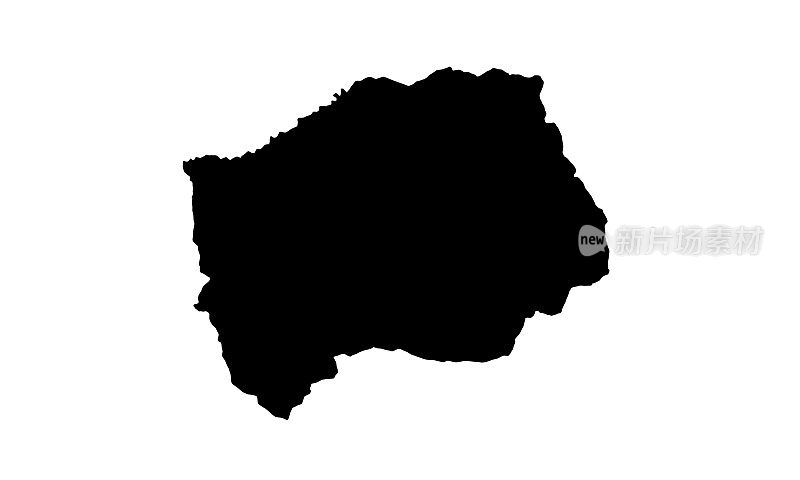 南非莱索托的黑色剪影地图