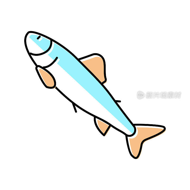 帕尔鲑鱼颜色图标矢量插图