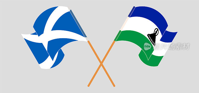 飘扬着苏格兰和莱索托王国的旗帜