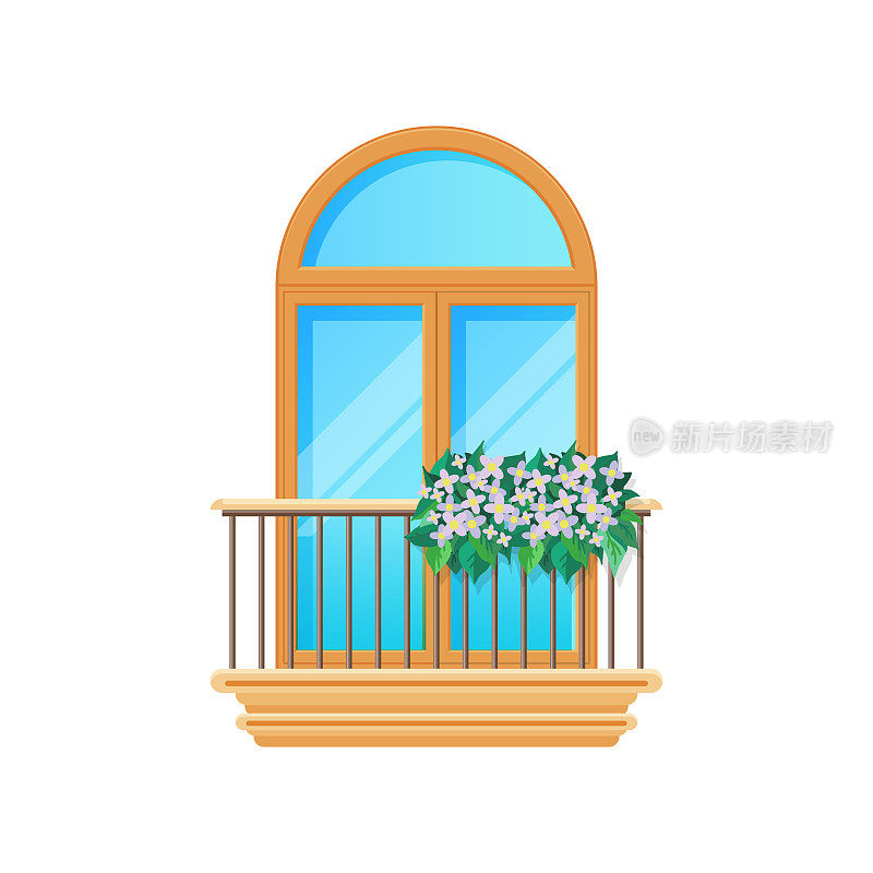 带栅栏栏杆或栏杆的阳台窗