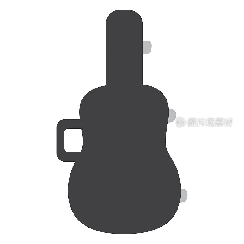 音乐商店乐器吉他箱子图标的白色背景