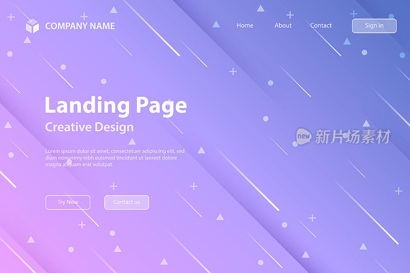 登陆页面模板-抽象设计与几何形状-时髦紫色梯度
