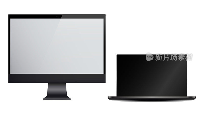 现实的电脑显示器与空白屏幕。电脑显示器孤立。空白屏幕用于文字、设计。PNG。现代浏览器窗口设计。数字设备展示。