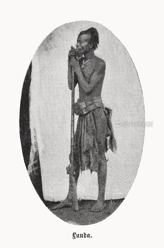 隆达人的猎人(刚果)，半色调印刷，1899年出版