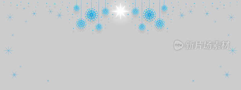 挂雪水晶和闪亮的星星饰品背景插图