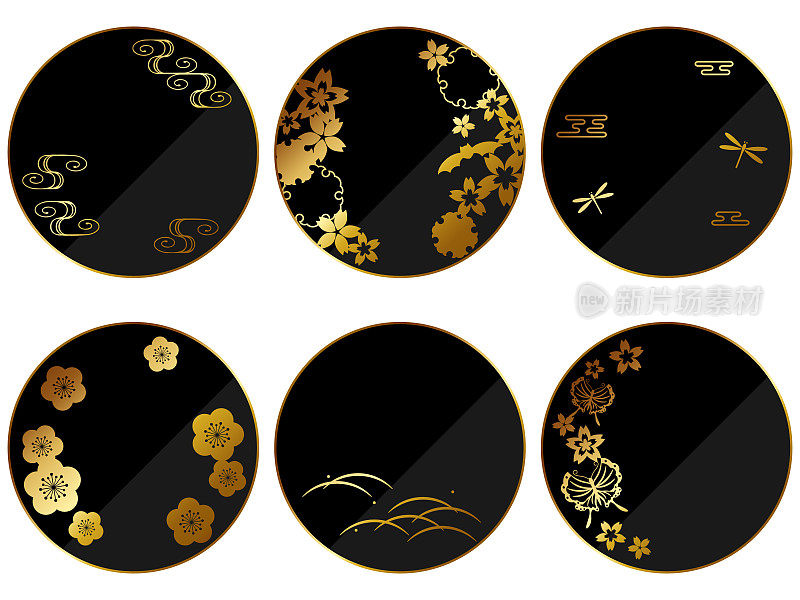 6种豪华的日本花纹框