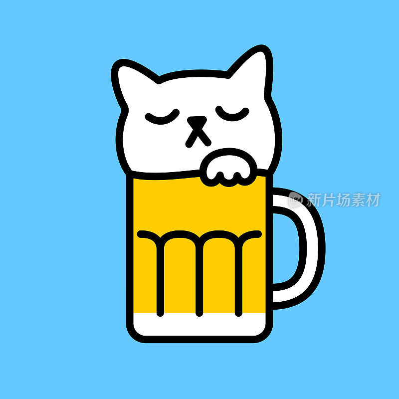 睡觉的猫和啤酒