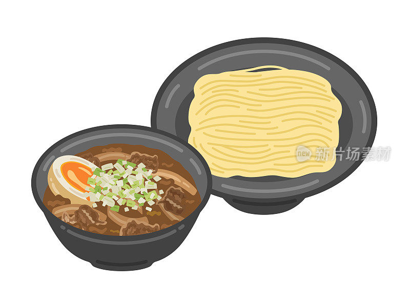 咖喱汤里的小贩插图。