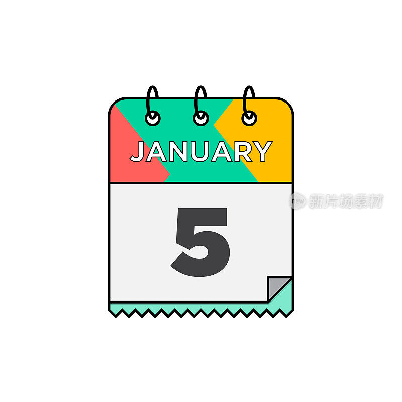 一月-每日日历图标在平面设计风格股票插图