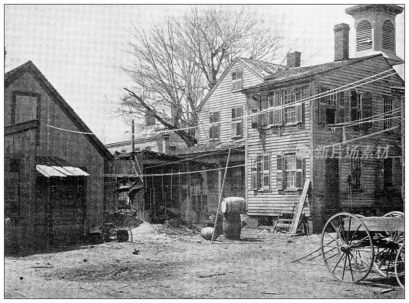 汉普顿县，马萨诸塞州的古董图像:斯普林菲尔德，核桃街，后院