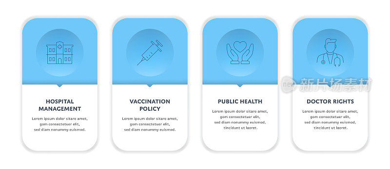 医疗保健管理概念信息图表设计与可编辑的笔画线图标