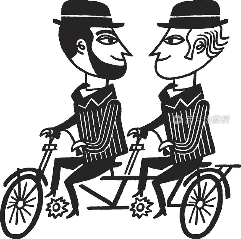 双人老式自行车