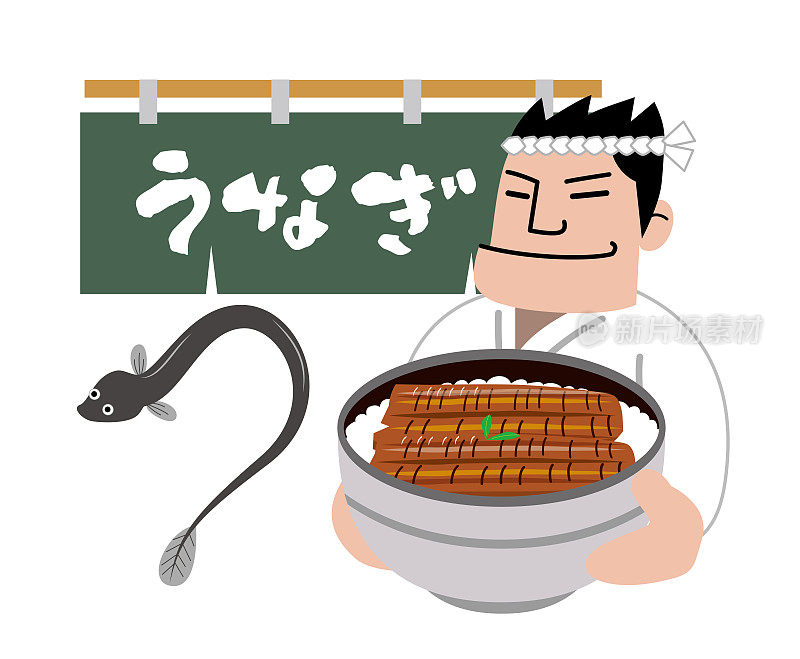 日本食物鳗鱼插图套装