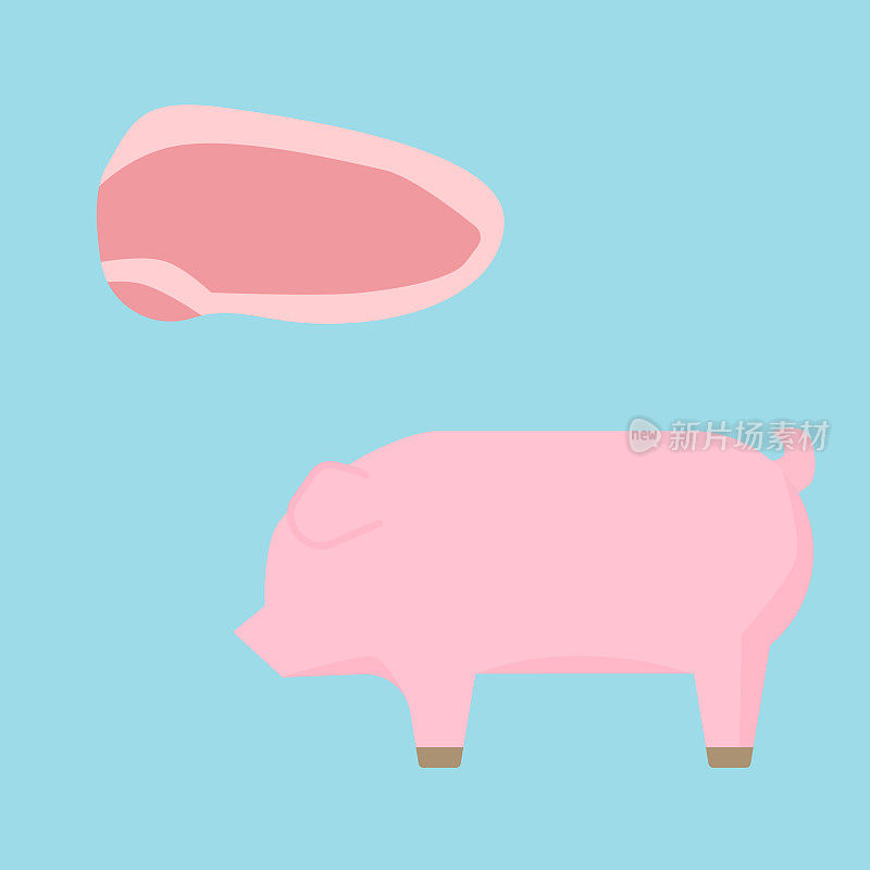简单可爱的猪和猪肉插图集