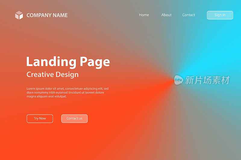 着陆页模板-橙色的径向渐变抽象背景