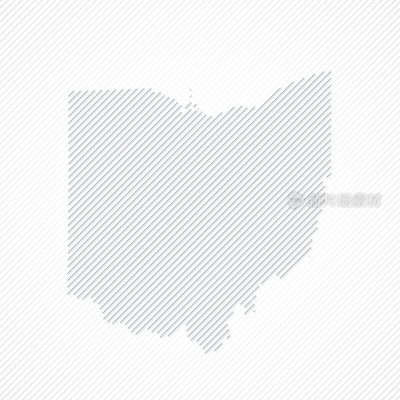 俄亥俄州地图设计与白色背景线