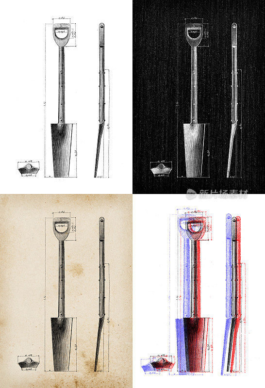 科学发现的古董插图:排水工具