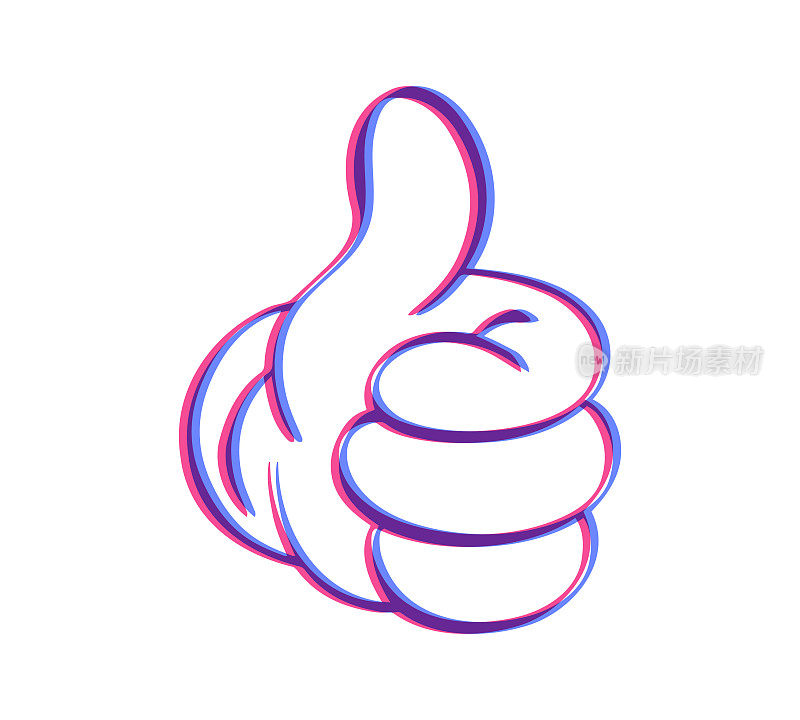 大拇指卡通风格的绘画