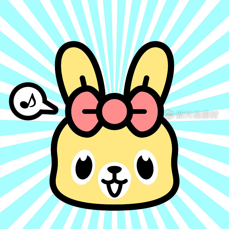 可爱的角色设计,戴着蝴蝶结的兔子