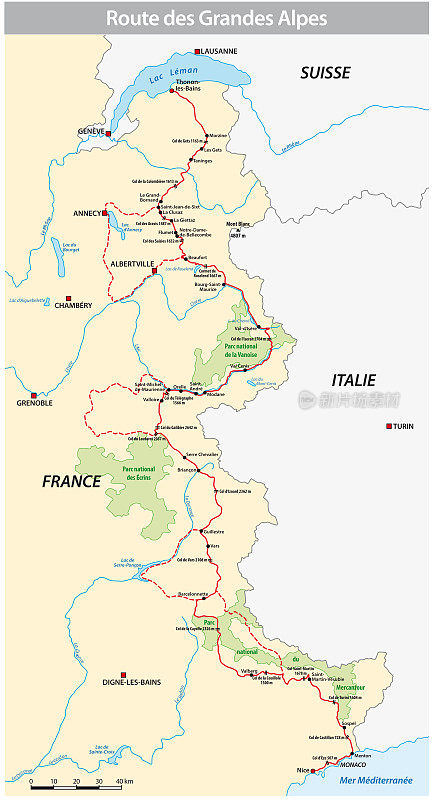 法国阿尔卑斯大公路地图