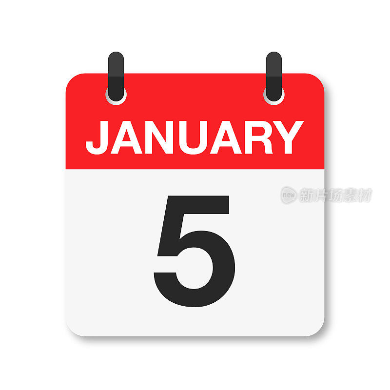 1月5日-每日日历图标-白色背景