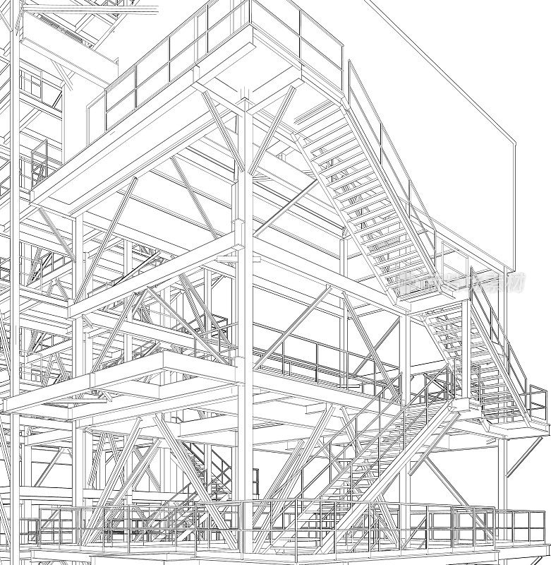 建筑工程三维插图