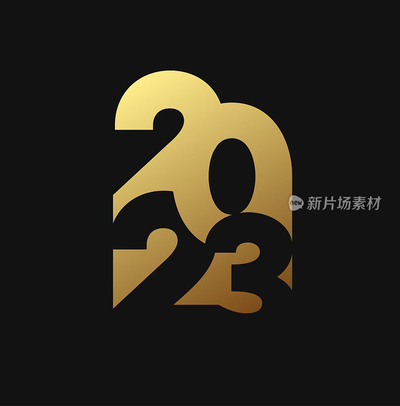 2023年新年快乐，为你的圣诞节金色设计排版