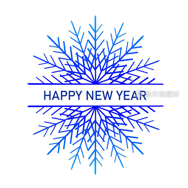 新年贺卡，喜庆的蓝色背景和字母。节日的问候