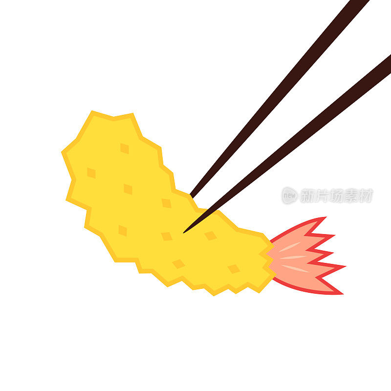 天妇罗炸虾卡通矢量。天妇罗炸虾日本料理Ebifurai矢量插图卡通图标。
