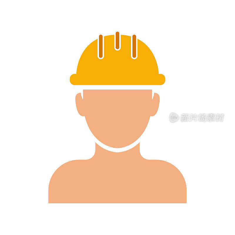 工人，白色背景上的建筑头盔图标。