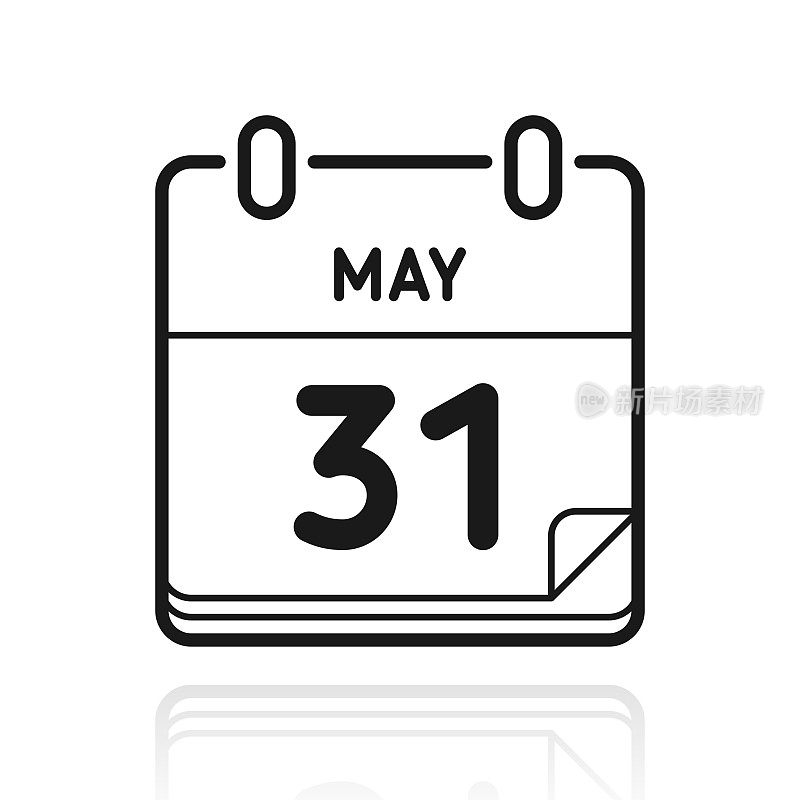 5月31日。白色背景上反射的图标