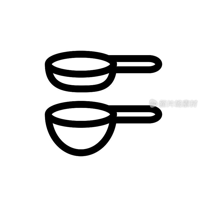 测量勺子线图标，设计，像素完美，可编辑笔触。标志、标志、符号。厨房用具。