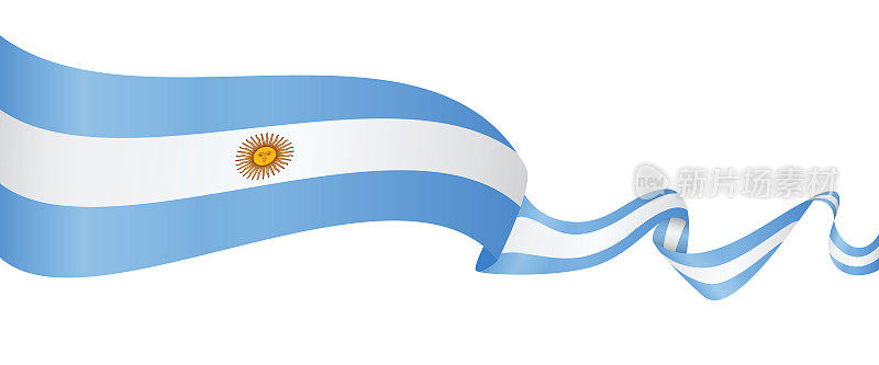 阿根廷国旗-矢量挥舞丝带横幅。隔离在白色背景上