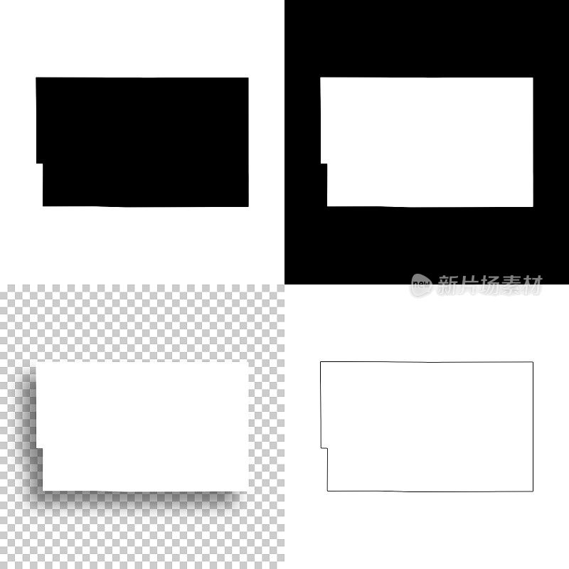 南达科他州贝内特县。设计地图。空白，白色和黑色背景