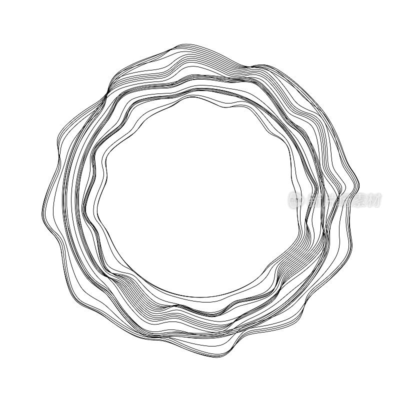 抽象的黑白圆形线条图案。