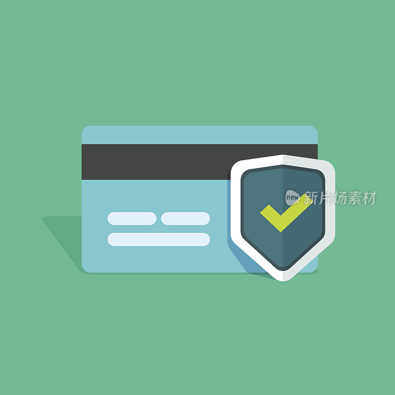 信用卡保护图标，安全支付标志与盾牌