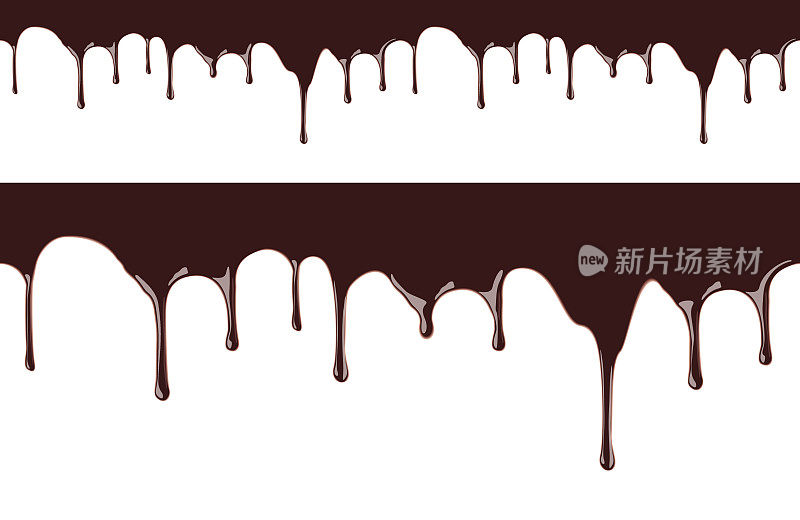 融化的巧克力糖浆泄漏在白色背景矢量无缝插图
