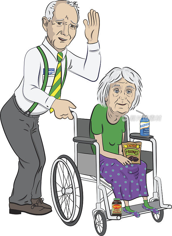 老年夫妇和轮椅上的女士