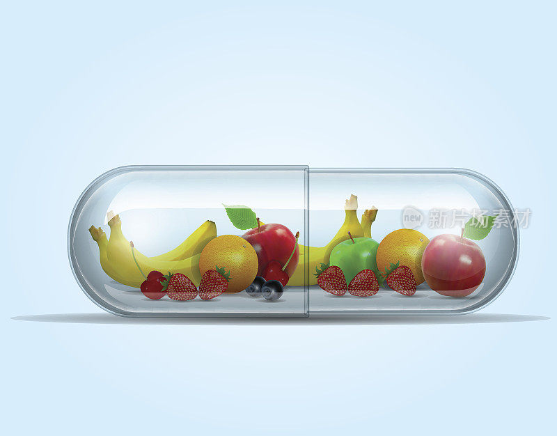 不同水果胶囊-健康饮食理念