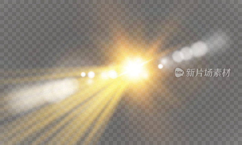 抽象镜头金色前太阳耀斑透明特殊光效果设计