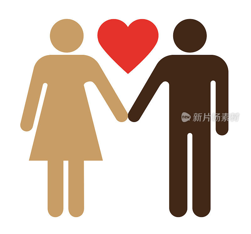 厕所标志关系-跨种族的夫妇