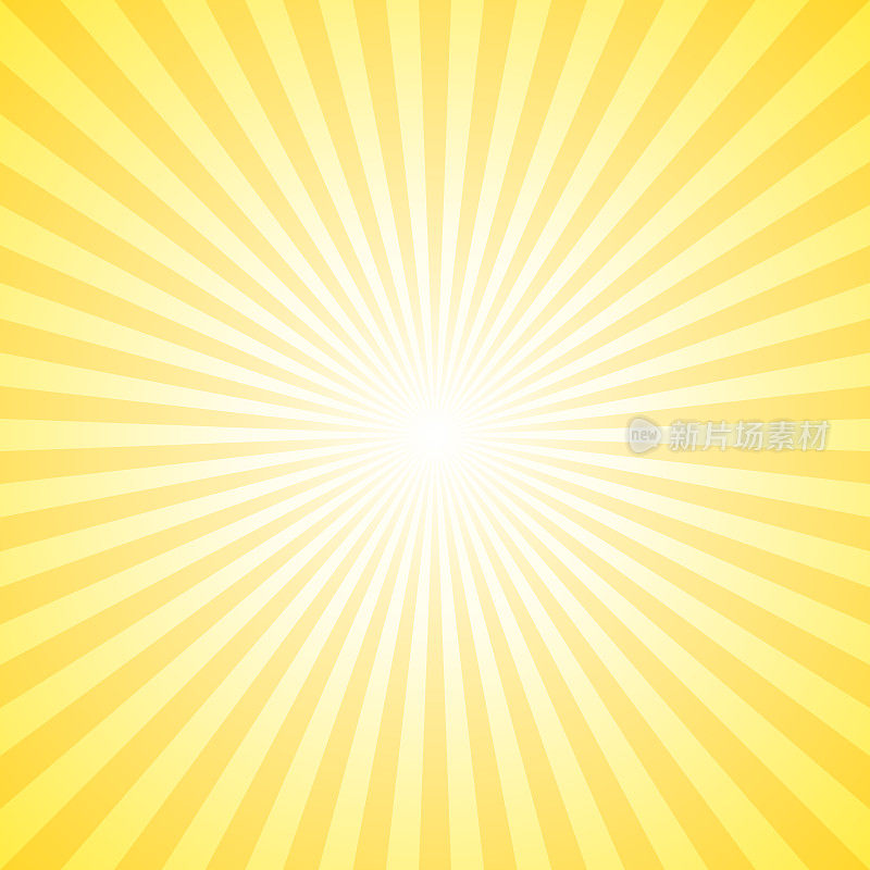 黄色抽象太阳爆发背景-径向条纹梯度阳光矢量图