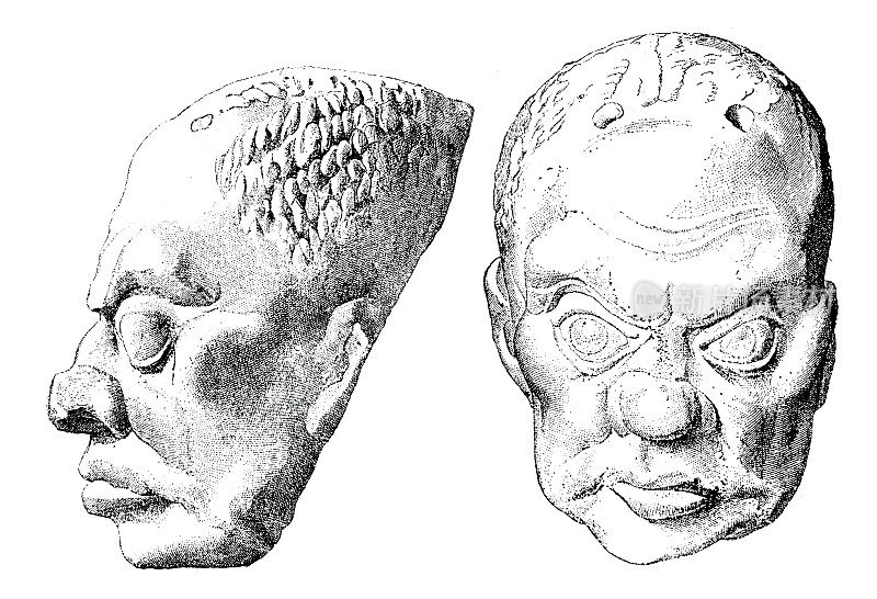 古剧场的陶俑面具