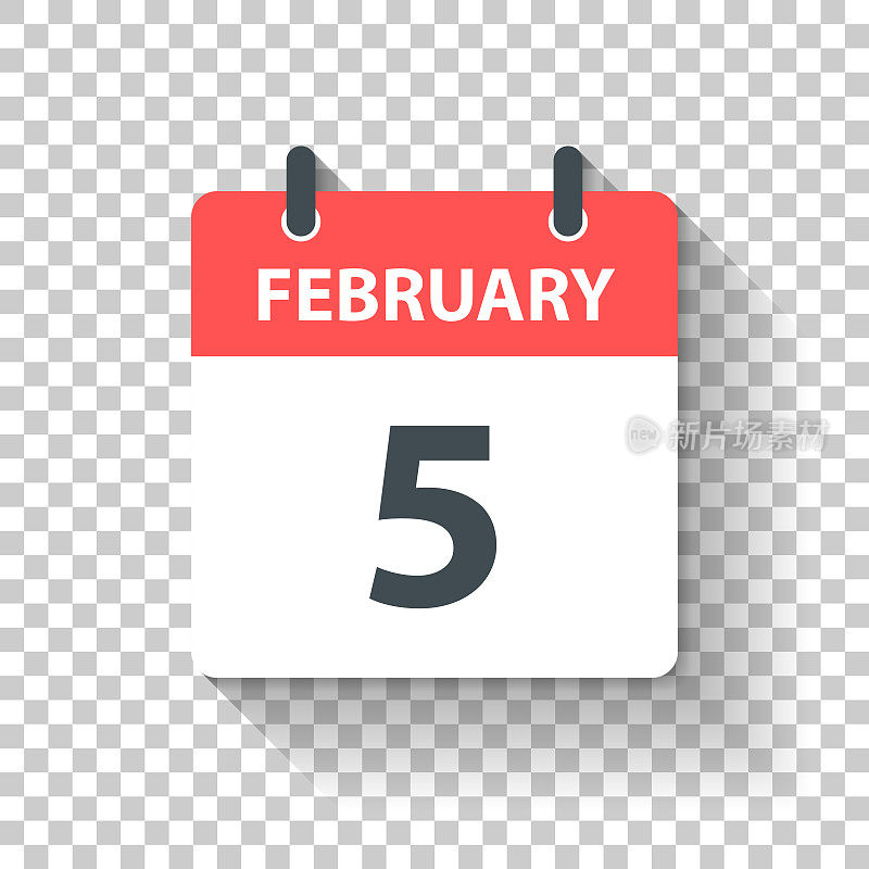 2月5日-每日日历图标在平面设计风格