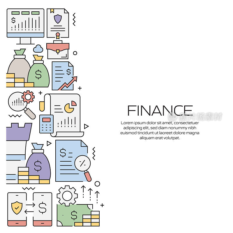 金融相关的现代线条风格矢量插图