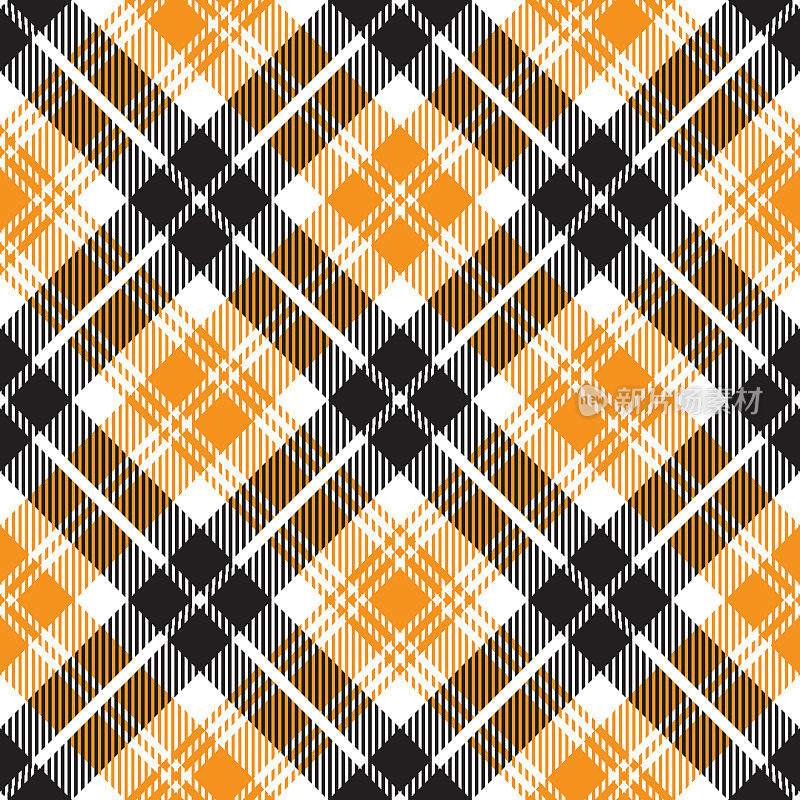 橙黑苏格兰格子花格纺织图案