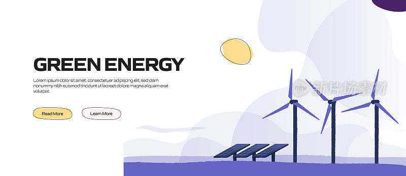 绿色能源概念矢量插图用于网站横幅，广告和营销材料，在线广告，商业展示等。